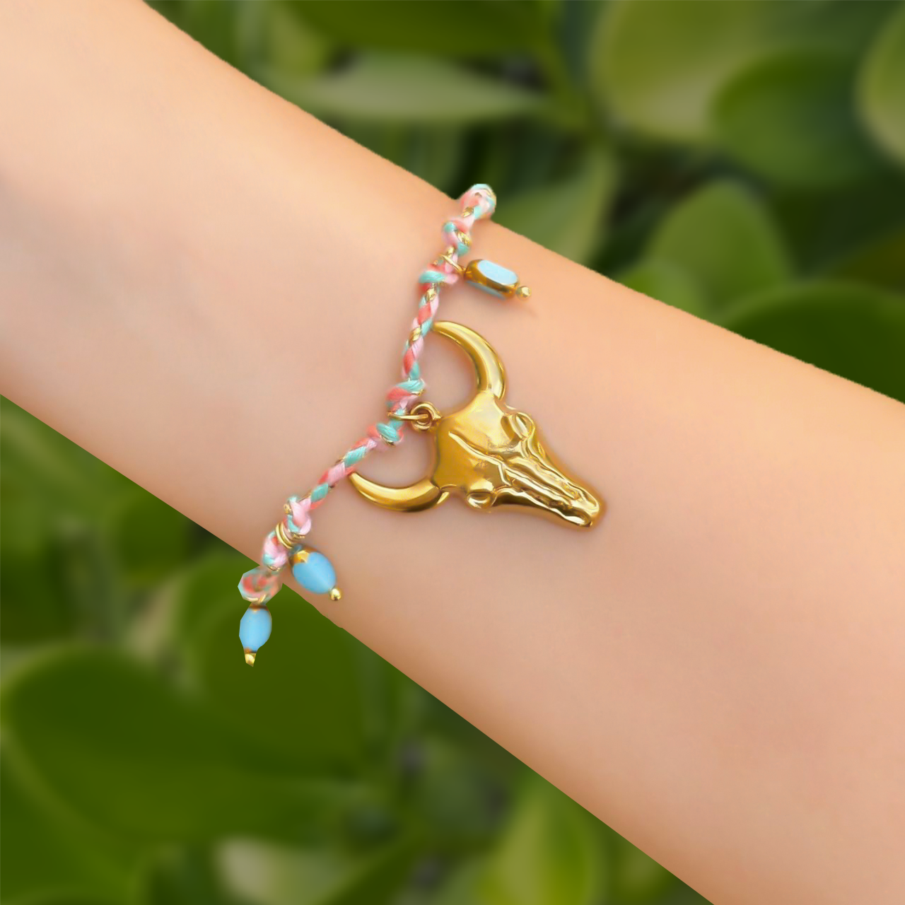 Pulsera Hilo Pink Toro Acero Inoxidable