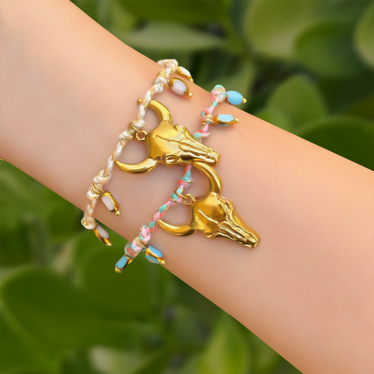 Pulsera Hilo Pink Toro Acero Inoxidable