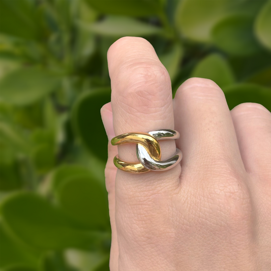 Anillo Oro-Plata Acero Inoxidable Talla 7 1W4