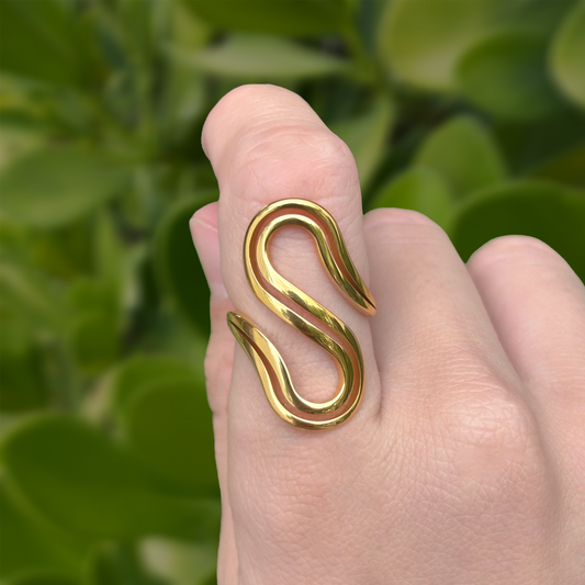 Anillo Ondas Acero Inoxidable  1V8