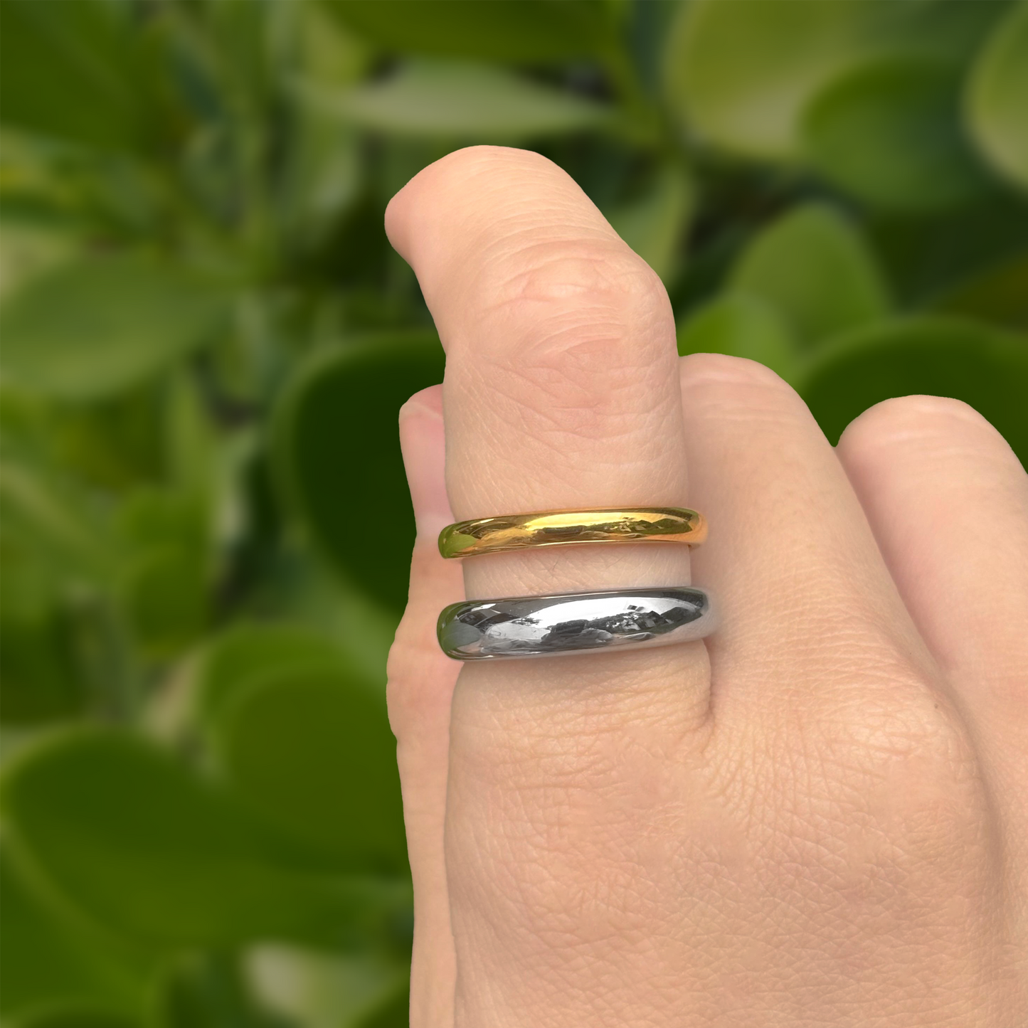 Anillo Oro-Plata Ajustable Acero Inoxidable Ve5