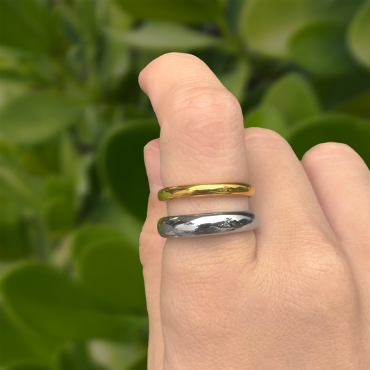 Anillo Oro-Plata Ajustable Acero Inoxidable Ve5