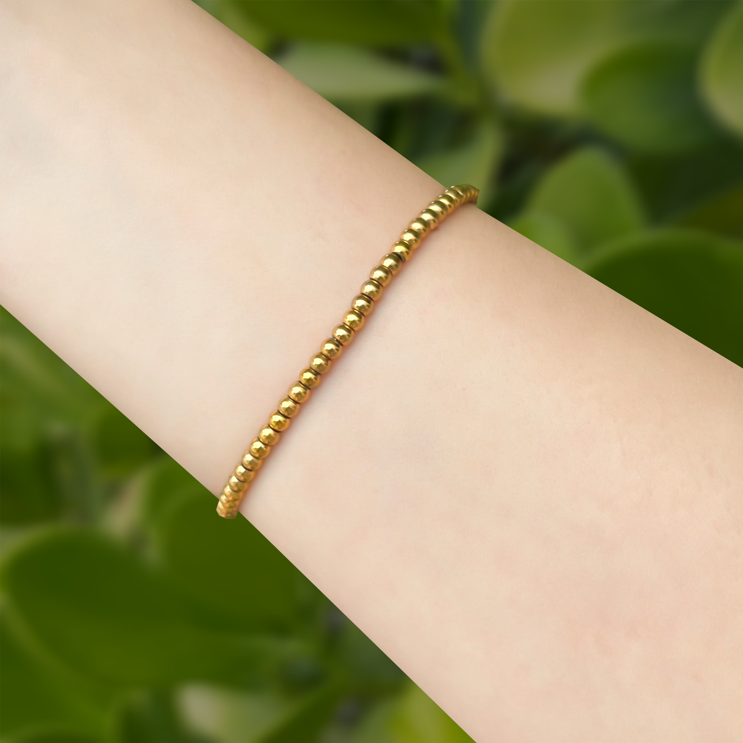 Pulsera Dorada Bolitas 3mm  Acero Inoxidable   1J7