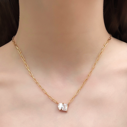 Collar Dorado Zirconias Acero Inoxidable  1o7