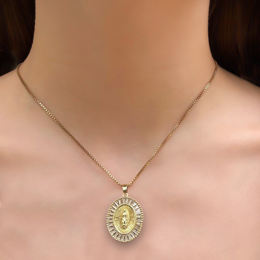 Collar Virgen Guadalupe Chapa de Oro  1XX3
