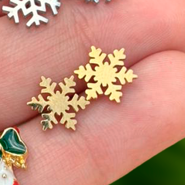 Aretes Dorados Mini Copo de Nieve Acero Inox    3M4