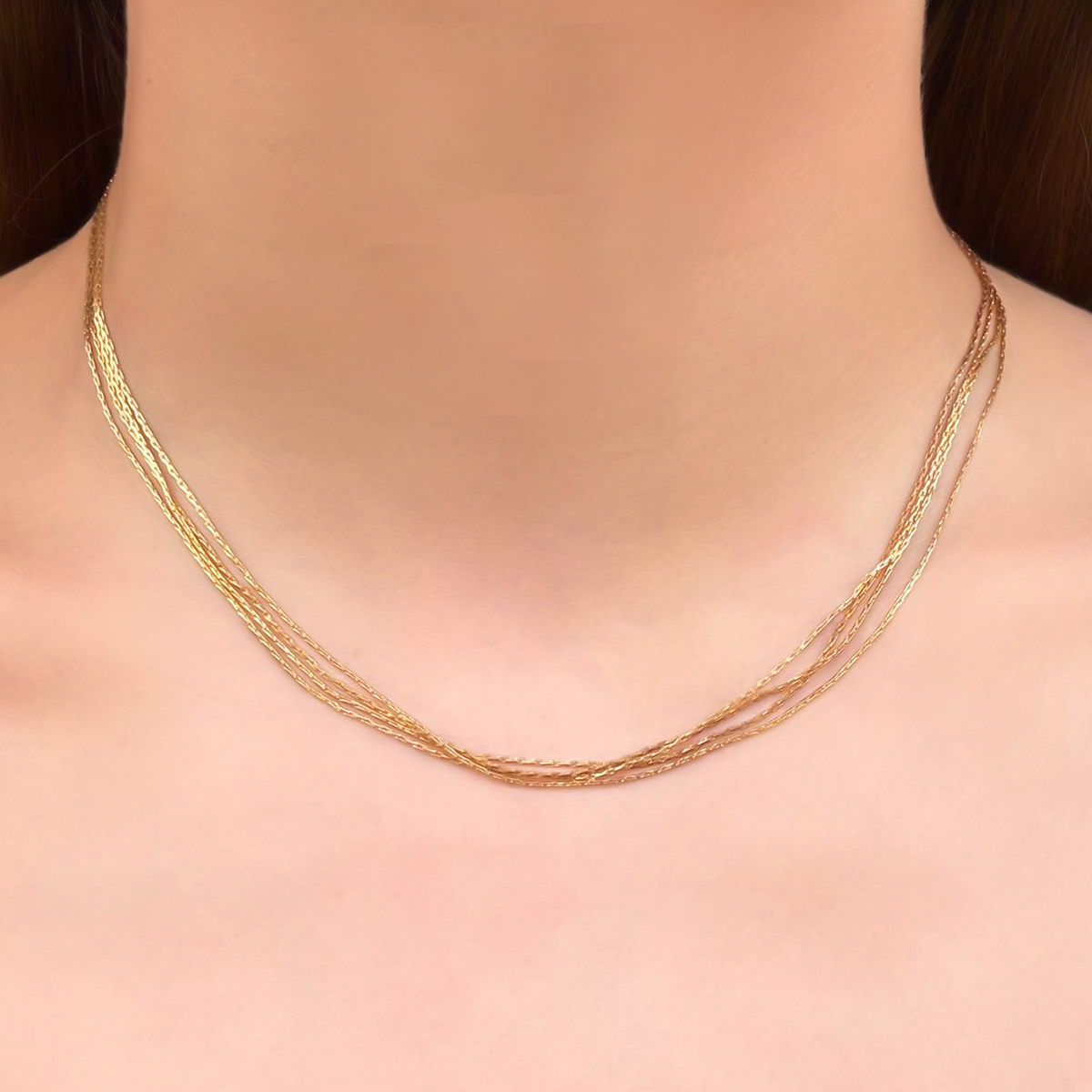Collar Cadenas Delgadas Doradas Acero Inoxidable
