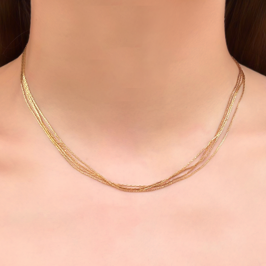 Collar Cadenas Delgadas Doradas Acero Inoxidable