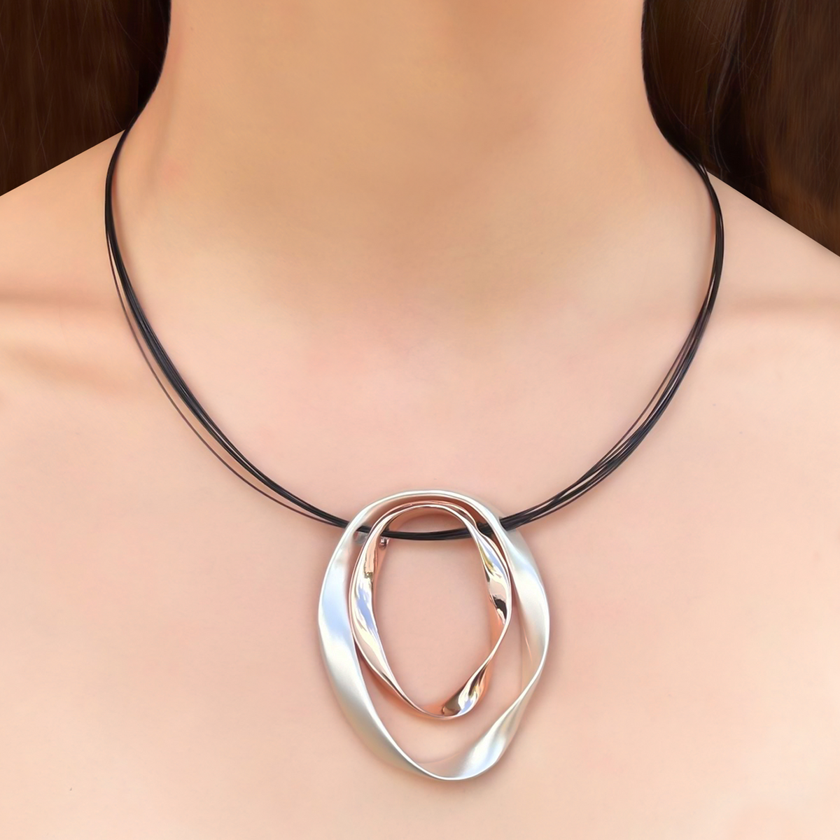 Collar Oro Rosa y Plata Irregular Metal