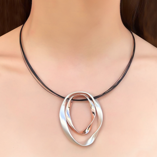 Collar Oro Rosa y Plata Irregular Metal