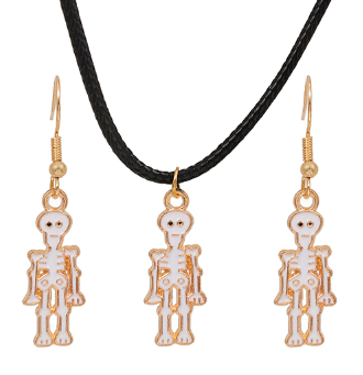 Collar y Aretes Calavera Halloween 3H4