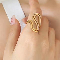 Anillo Ondas Acero Inoxidable  1W7