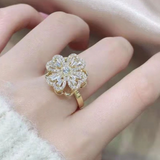 Anillo Flor Gira Ajustable Chapa de Oro 2Y4