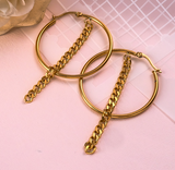 Aretes Aro con Cadena Acero Inox  C609