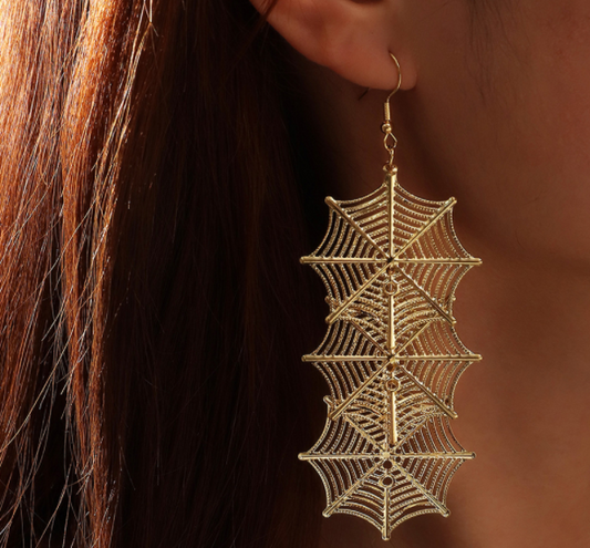 Aretes Telaraña Dorada Halloween Li3