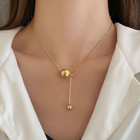 Collar de Esfera Dorado Acero Inoxidable 1D8