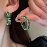 Aretes Arracada Cristales Verde Esmeralda  C683
