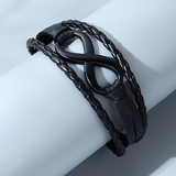Pulsera Hombre Negro Cuero Moda 1W8