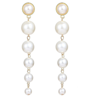 Aretes Perlas Blancas Colgante 1L5