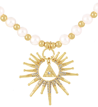 Collar Perlitas Estrella Triangulo  Chapa de oro  2M2