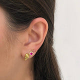 Aretes Caracol Colores Chapa De Oro 18K  Az103