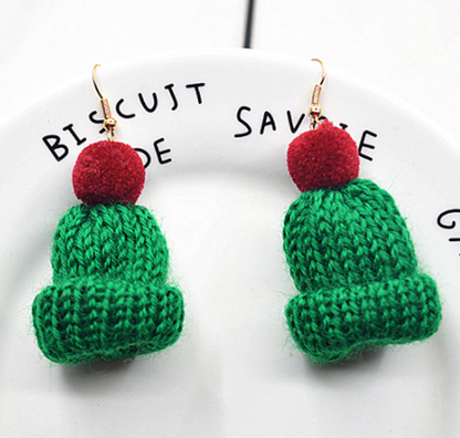 Aretes Gorrito de Lana Verde 2BB9