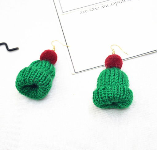 Aretes Gorrito de Lana Verde 2BB9