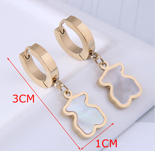 Aretes Arracada Dorada Osos Acero Inoxidable  1A2