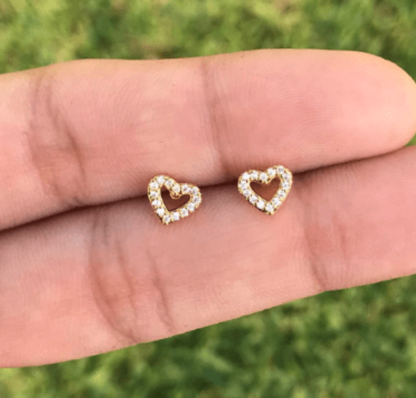 Aretes Dorados Corazon Chapa de Oro