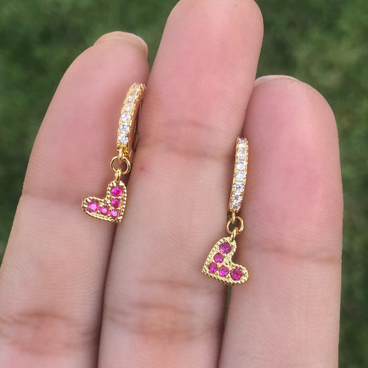 Aretes Corazón Chapa de oro  Az11