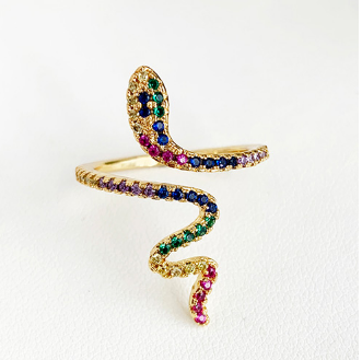 Anillo Serpiente Rainbow Chapa de Oro  2A1