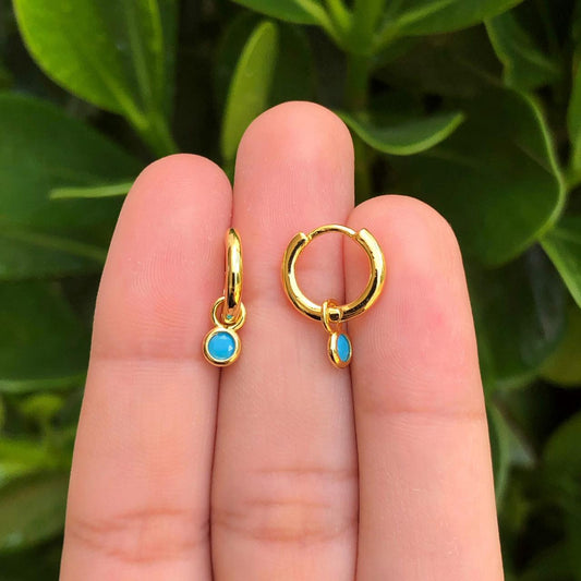 Aretes Turquesa Chapa de Oro 18K   Az133