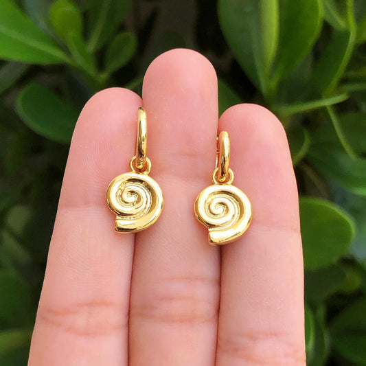 Aretes Caracol Chapa de Oro 18K   Az176