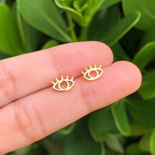 Aretes Ojo Chapa de Oro 18K   Az165