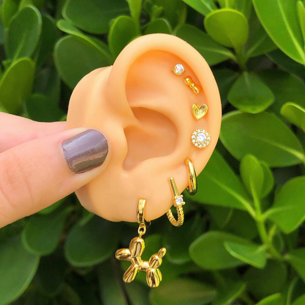 Aretes Arracada Dorada Chapa de Oro 18K   Az179