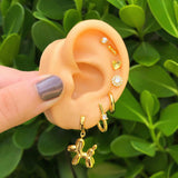 Aretes Arracada Dorada Chapa de Oro 18K   Az179