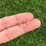 Aretes Corazon Chapa de Oro 18K  C204