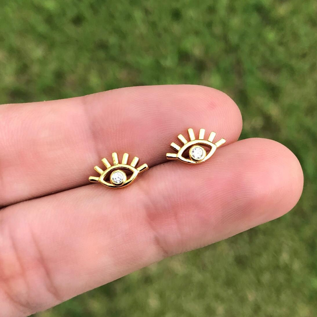 Aretes Ojo Chapa de Oro 18K Az71