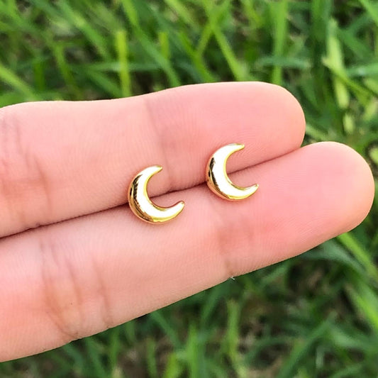 Aretes Luna Chapa de Oro R724