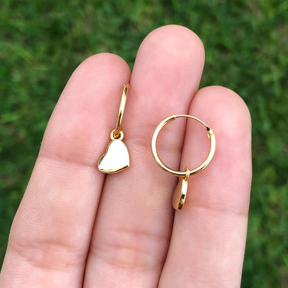 Aretes Corazon Chapa De Oro 18K Az128