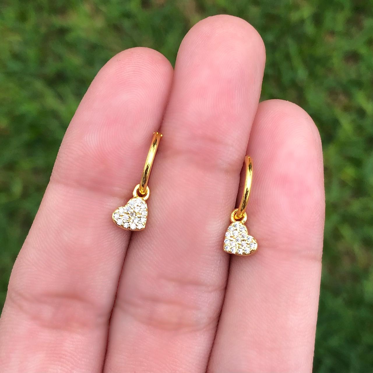 Aretes Corazon Chapa de Oro 18K AZ226