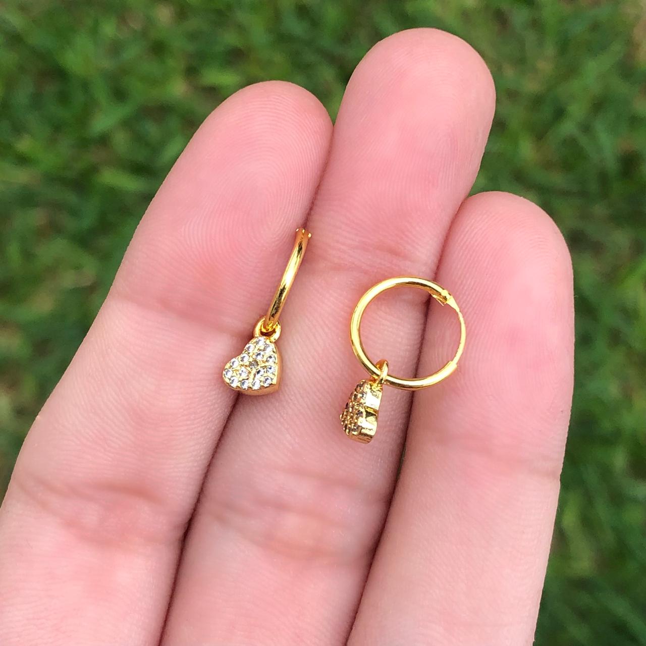 Aretes Corazon Chapa de Oro 18K AZ226