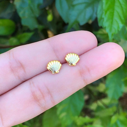 Aretes Conchitas Doradas Chapa de Oro Az78