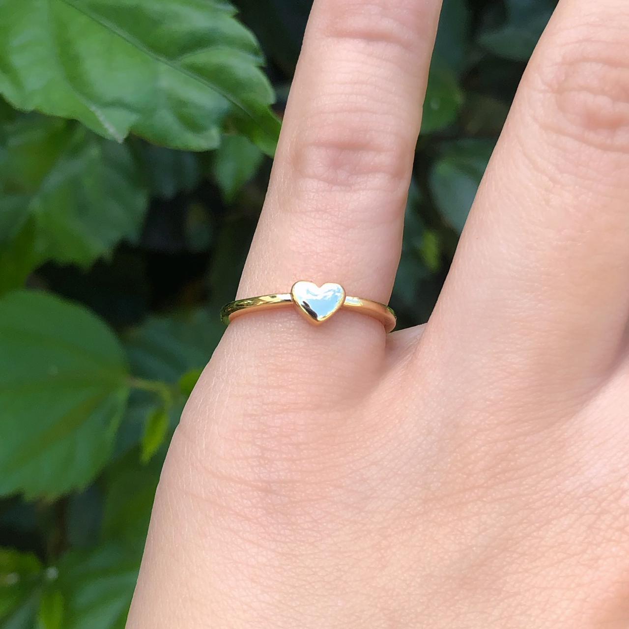 Anillo Corazón Chapa de Oro Az239