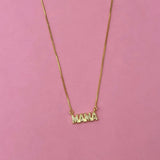 Collar Mama Blanco Chapa De Oro 14K Az148