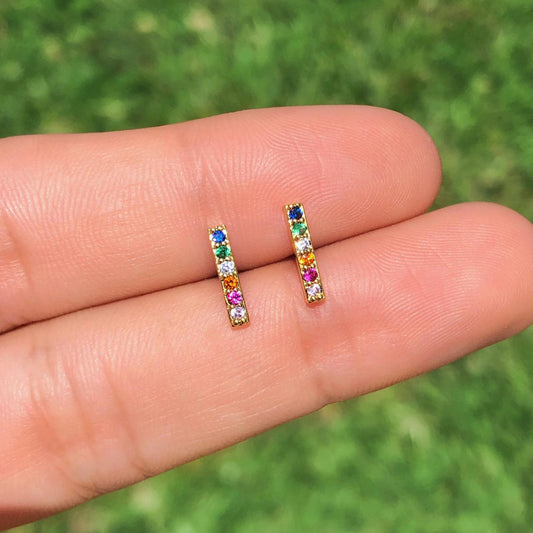 Aretes Rainbow Chapa de Oro 14K AZ315