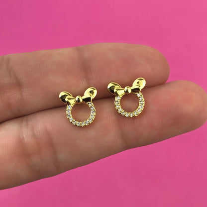 Aretes Chapa de Oro Aro con Minnie R714