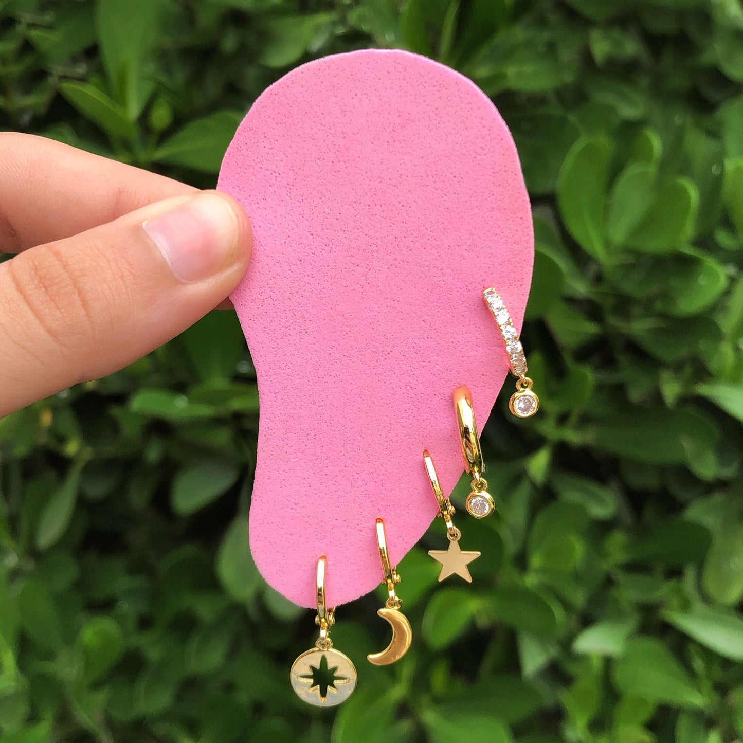 Aretes  Zirconias Chapa de Oro 14K Az5