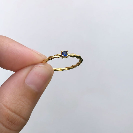 Anillo Chapa de Oro Zirconia Azul
