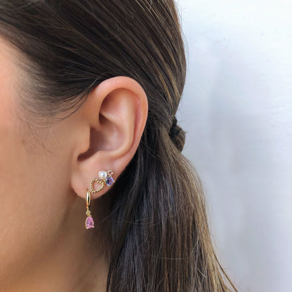 Aretes Gota Chapa de Oro 14K Az62